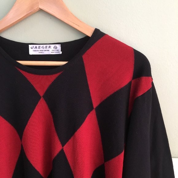 1990s vintage Jaeger tunic sweater - harlequin argyle pattern - size small - Picture 2 of 4